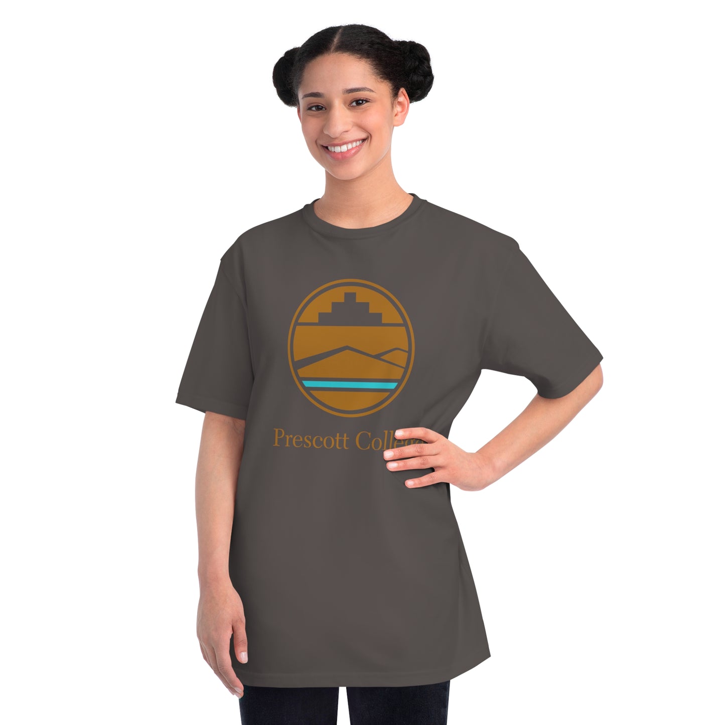 Organic Unisex Classic T-Shirt with Tan and Blue Logo